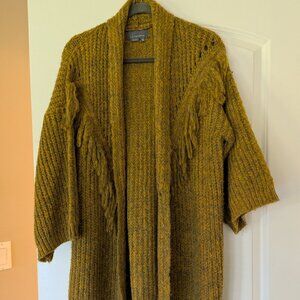 NWOT Anthropologie Fringe Oversized Cardigan - Mustard O/S
